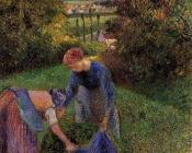 卡米耶 毕沙罗 : Women Gathering Grass